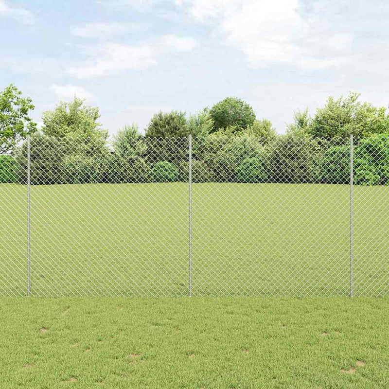 vidaXL Kerítés oszlopokkal Ezüst 1.6 x 10 m Acél