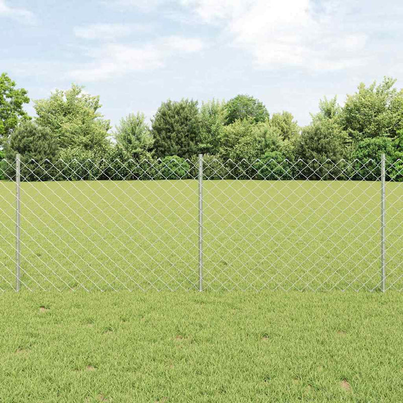 vidaXL Kerítés oszlopokkal Ezüst 0.8 x 10 m Acél