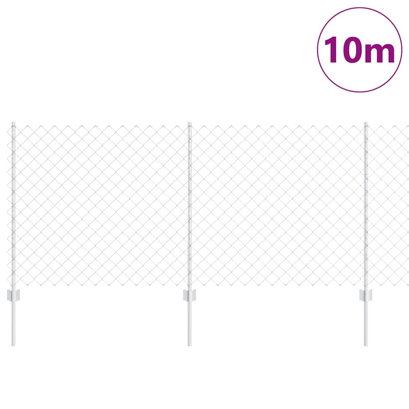 vidaXL Kerítés oszlopokkal Ezüst 1 x 10 m Acél