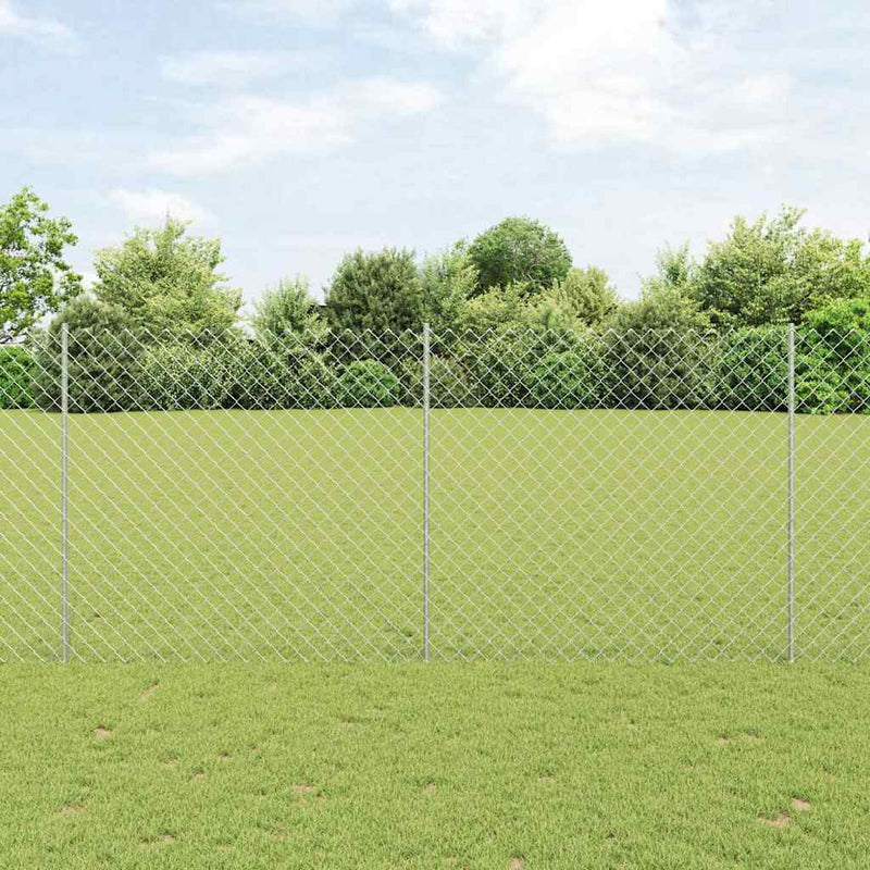 vidaXL Kerítés oszlopokkal Ezüst 1.4 x 10 m Acél