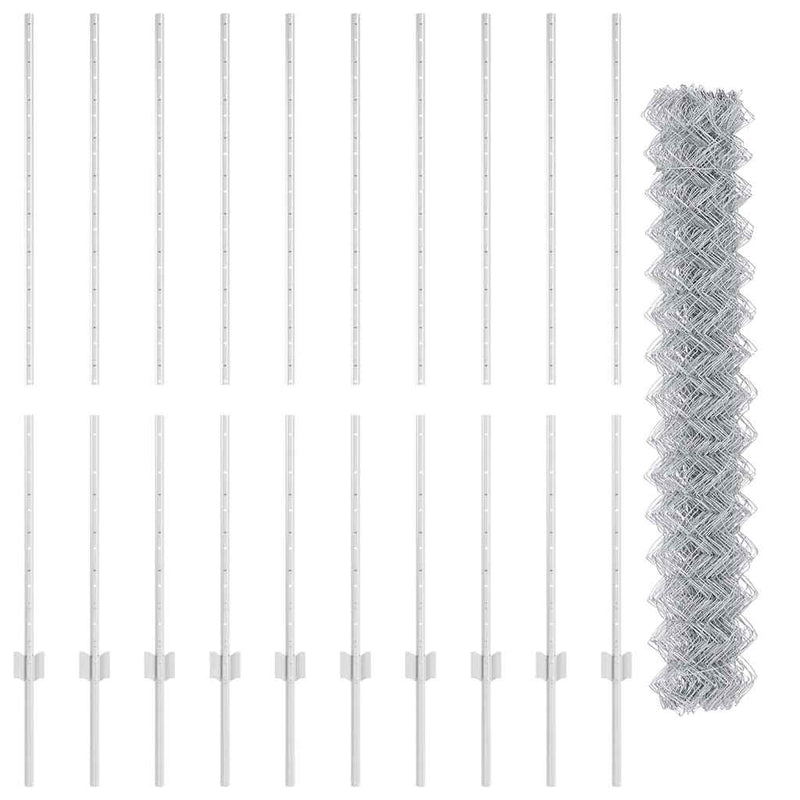 vidaXL Kerítés és Oszlop Ezüst 1,4 x 10 m Acél