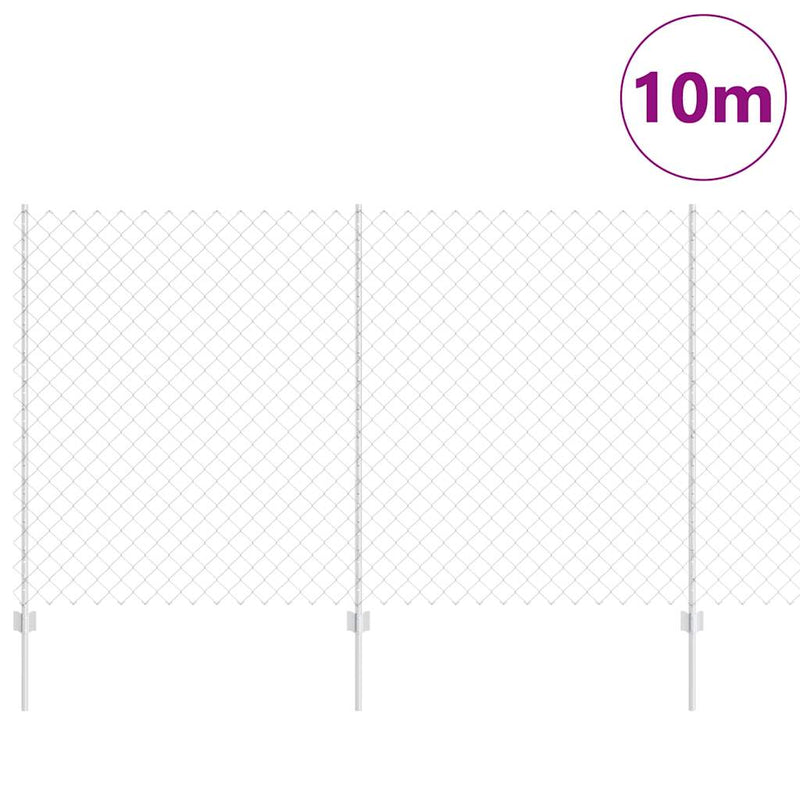 vidaXL Kerítés oszlopokkal Ezüst 1.4 x 10 m Acél