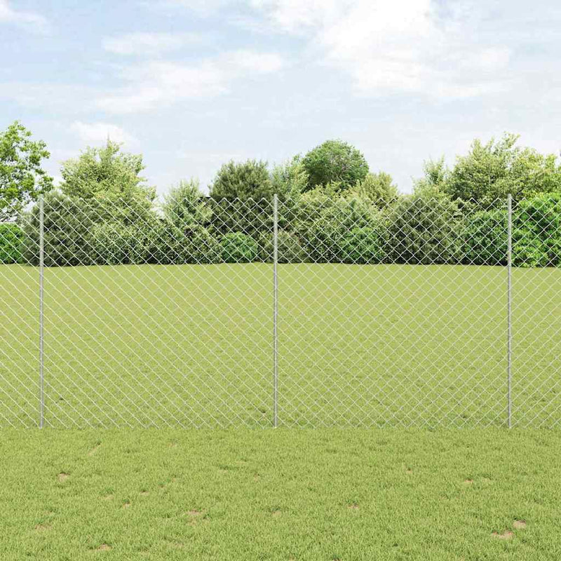 vidaXL Kerítés oszlopokkal Ezüst 1.5 x 10 m Acél