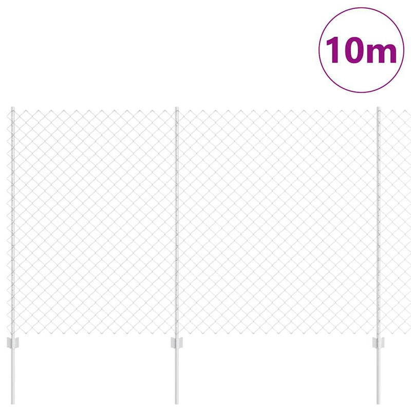 vidaXL Kerítés oszlopokkal Ezüst 1.6 x 10 m Acél