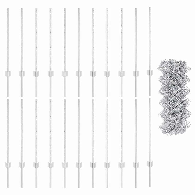 vidaXL Kerítés oszlopokkal Ezüst 0.8 x 25 m Acél