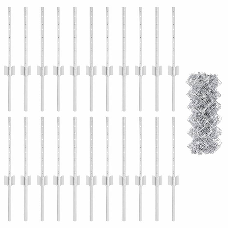 vidaXL Kerítés és Oszlop Ezüst 0,4 x 25 m Acél