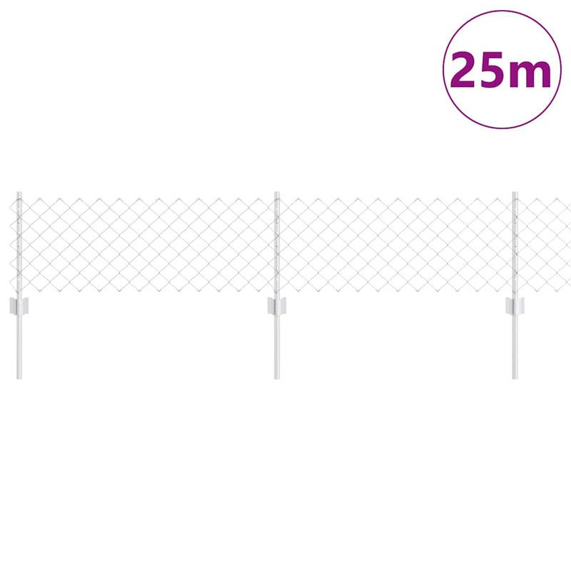 vidaXL Kerítés oszlopokkal Ezüst 0,4 x 25 m Acél
