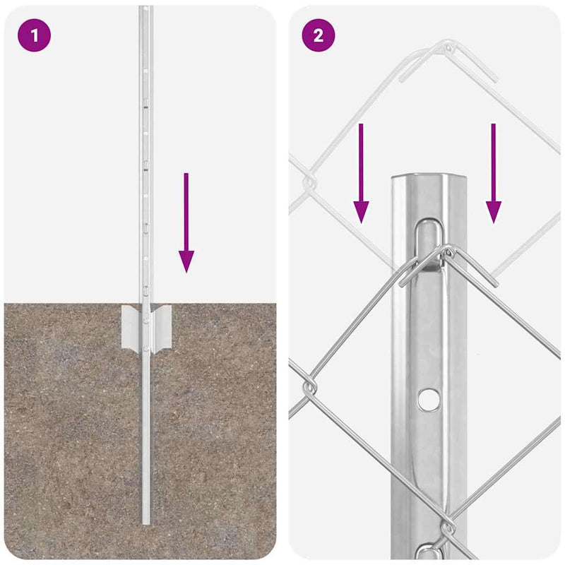 vidaXL Kerítés és Oszlop Ezüst 0,8 x 25 m Acél