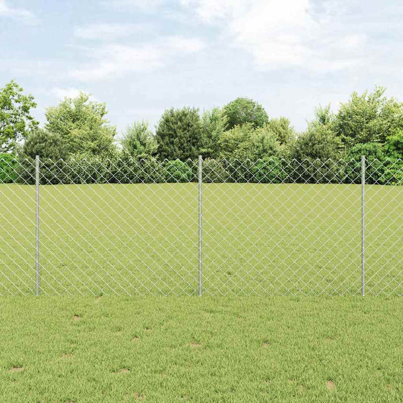 vidaXL Kerítés oszlopokkal Ezüst 1 x 25 m Acél