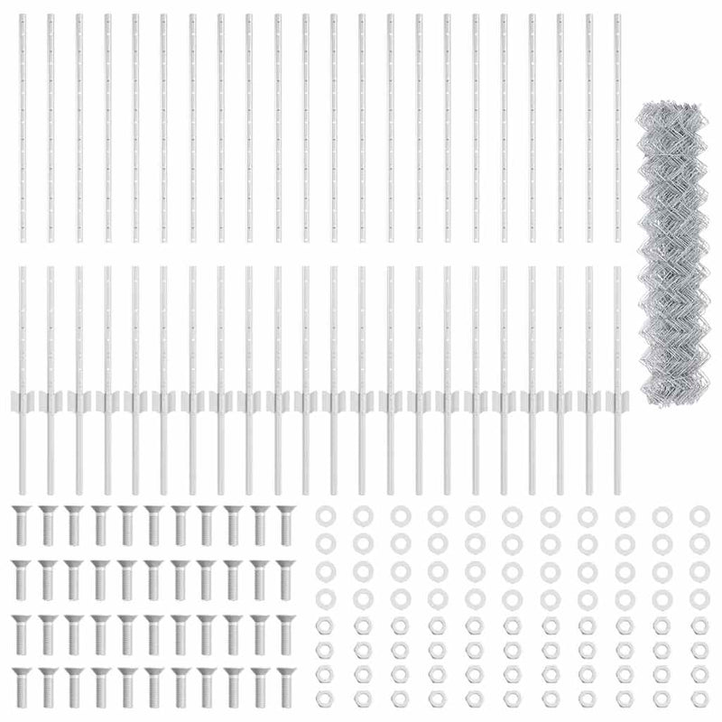 vidaXL Kerítés és Oszlop Ezüst 1 x 25 m Acél