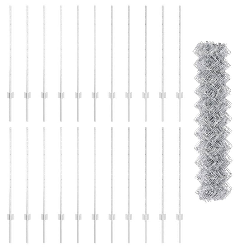 vidaXL Kerítés oszlopokkal Ezüst 1 x 25 m Acél
