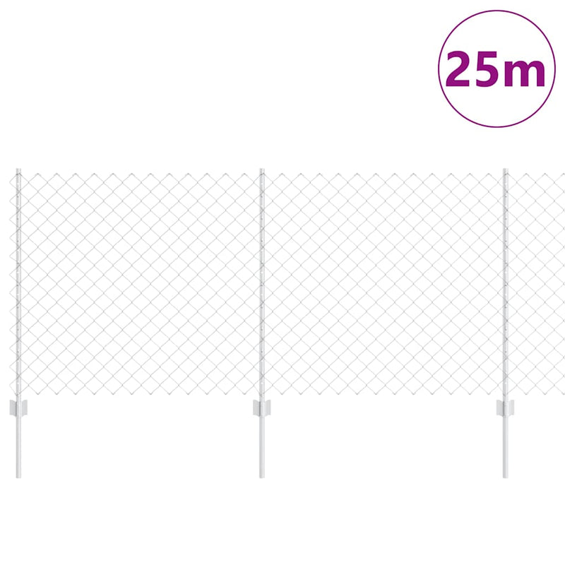 vidaXL Kerítés oszlopokkal Ezüst 1 x 25 m Acél