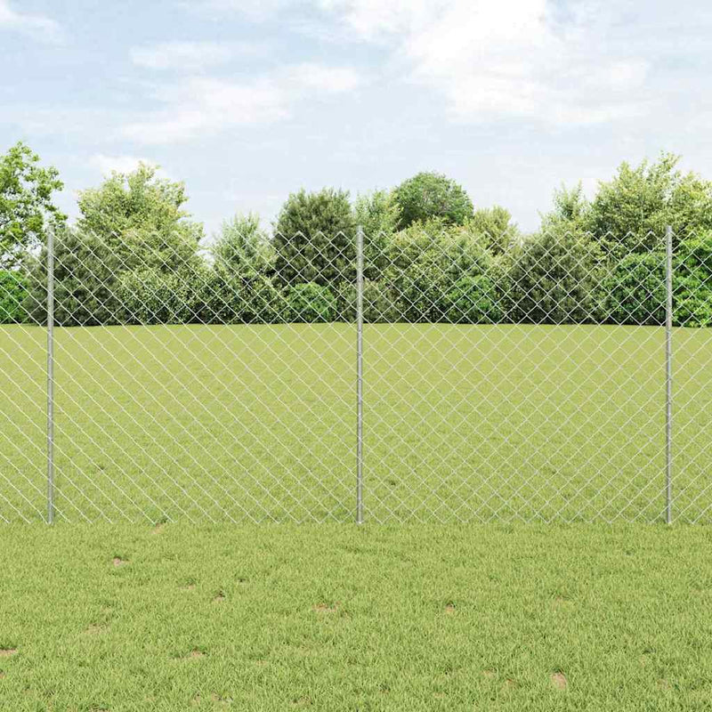 vidaXL Kerítés oszlopokkal Ezüst 1.2 x 25 m Acél