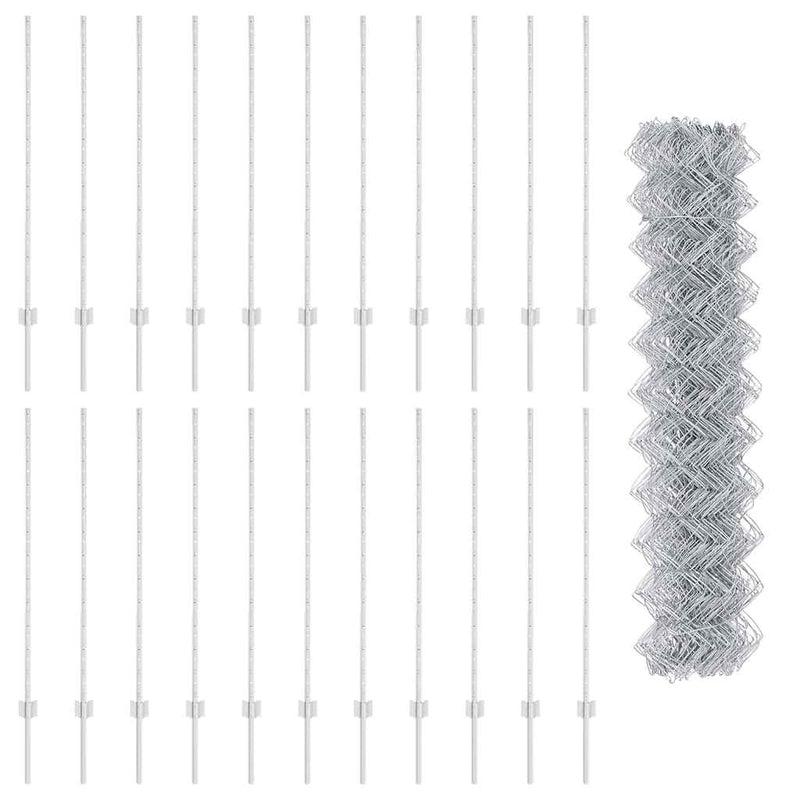 vidaXL Kerítés oszlopokkal Ezüst 1.2 x 25 m Acél