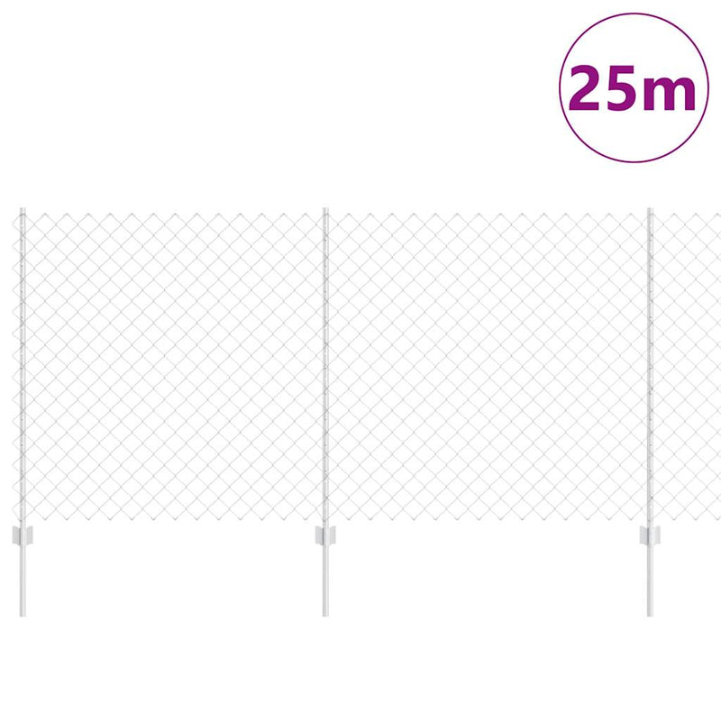 vidaXL Kerítés oszlopokkal Ezüst 1.2 x 25 m Acél