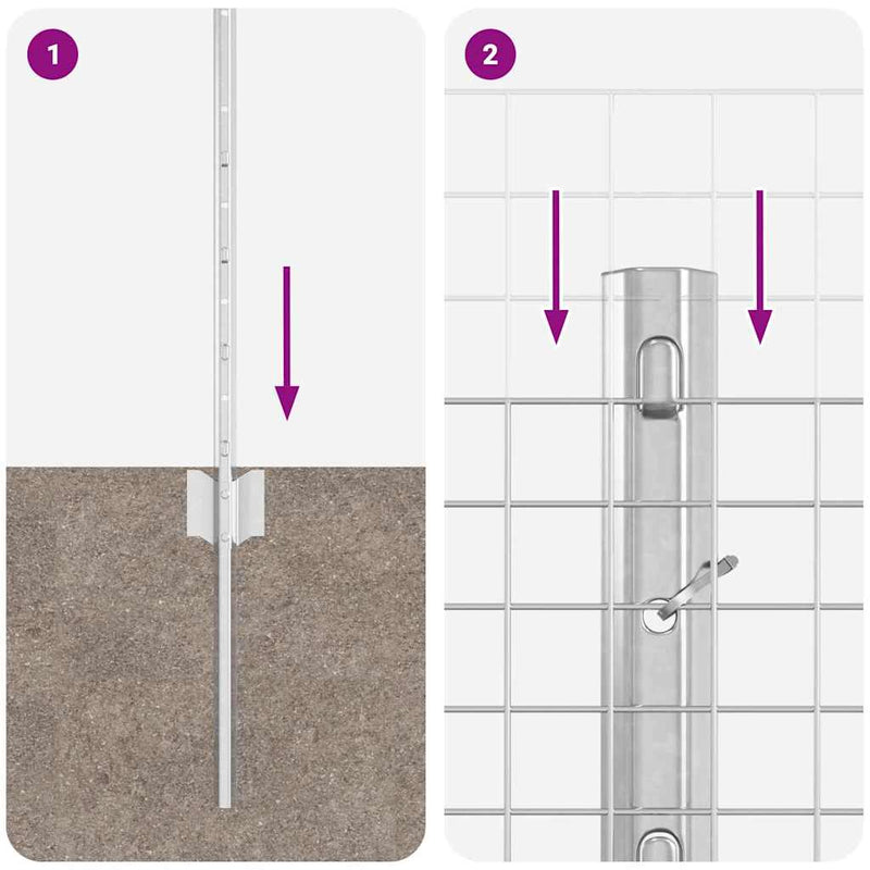 vidaXL Kerítés és Oszlop Ezüst 0,5 x 10 m Acél