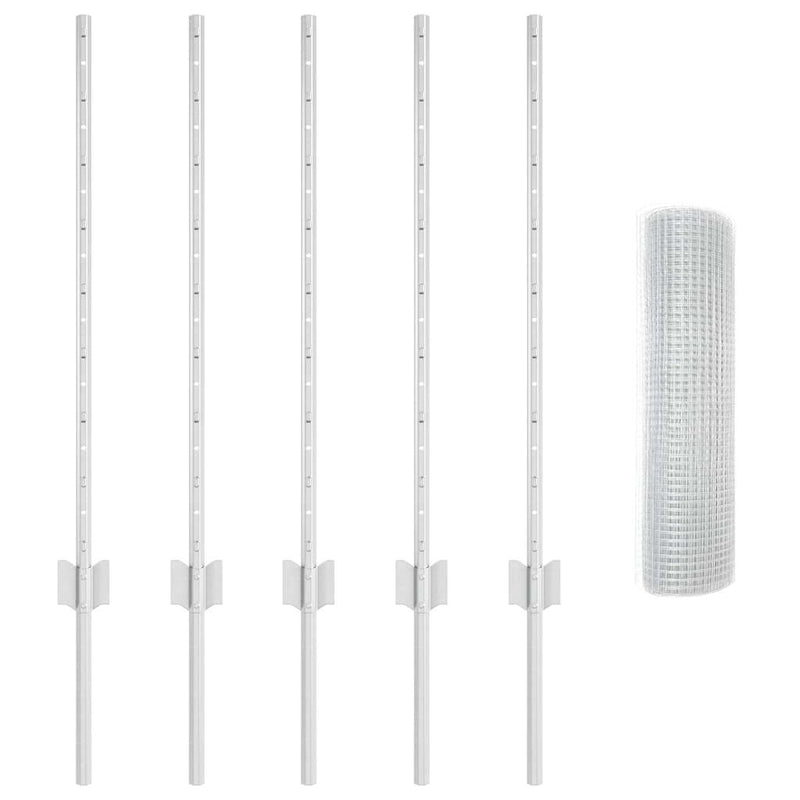 vidaXL Kerítés és Oszlop Ezüst 0,8 x 10 m Acél