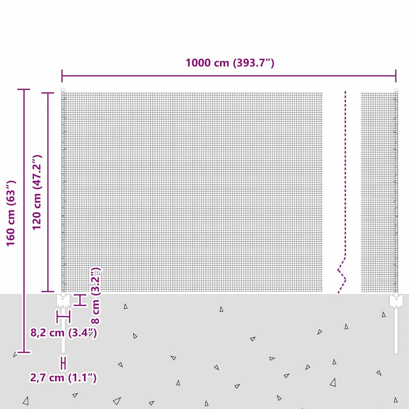 vidaXL Kerítés oszlopokkal Ezüst 1.2 x 10 m Acél