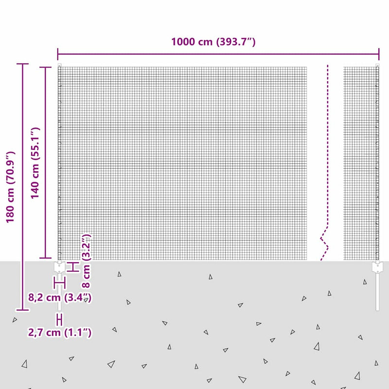 vidaXL Kerítés oszlopokkal Ezüst 1.4 x 10 m Acél