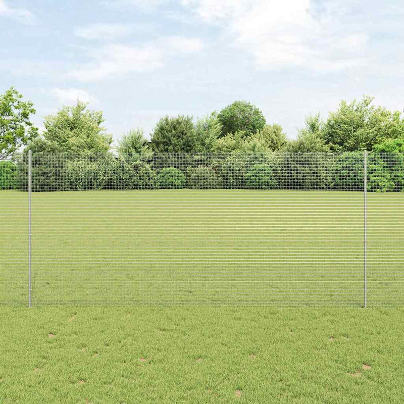 vidaXL Kerítés oszlopokkal Ezüst 1.4 x 10 m Acél