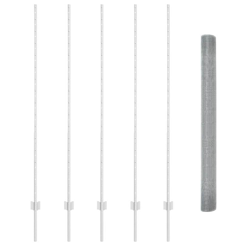 vidaXL Kerítés oszlopokkal Ezüst 1.5 x 10 m Acél