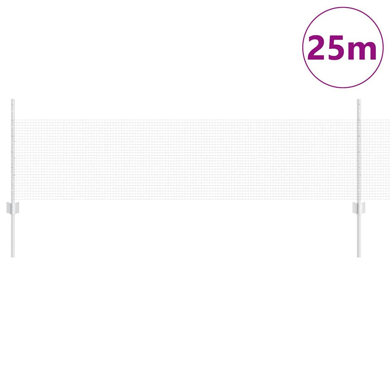 vidaXL Kerítés és Oszlop Ezüst 0,5 x 25 m Acél