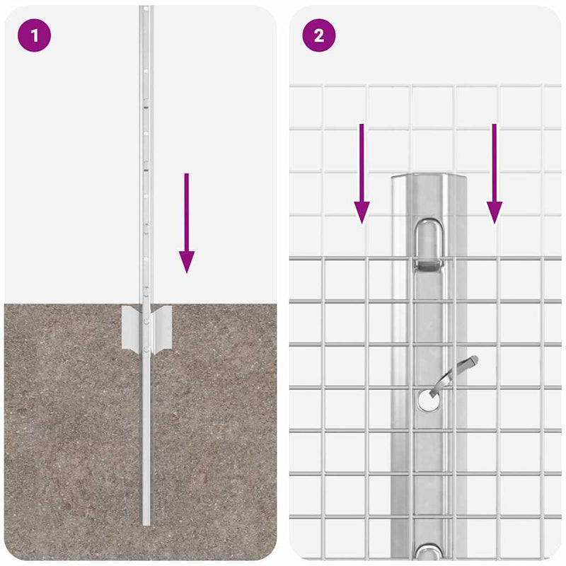 vidaXL Kerítés és Oszlop Ezüst 0,6 x 25 m Acél