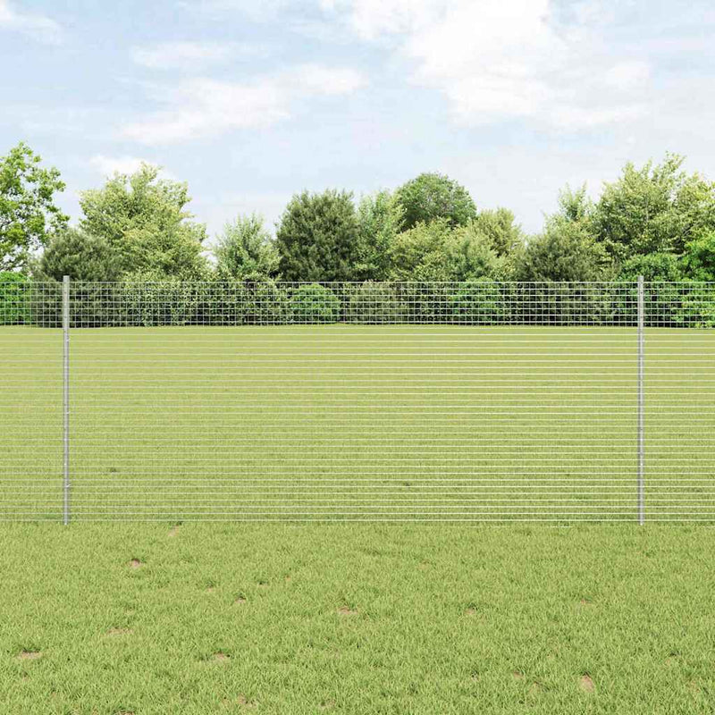 vidaXL Kerítés oszlopokkal Ezüst 1 x 25 m Acél