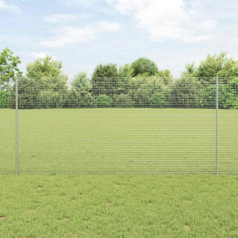vidaXL Kerítés oszlopokkal Ezüst 1.2 x 25 m Acél