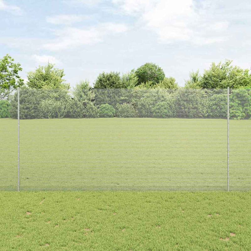 vidaXL Kerítés oszlopokkal Ezüst 1.5 x 25 m Acél