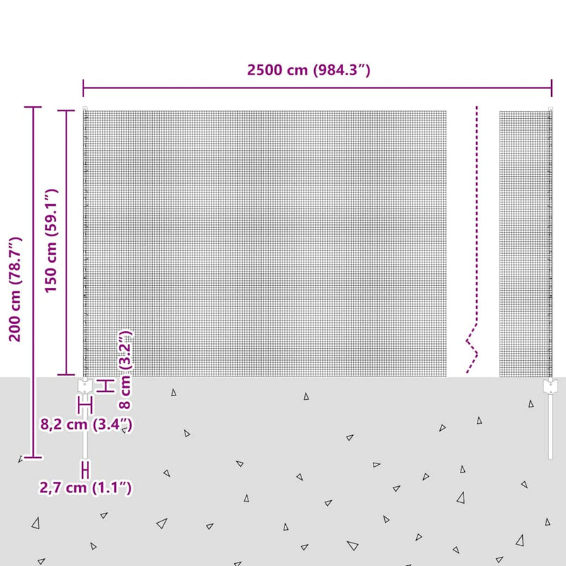 vidaXL Kerítés oszlopokkal Ezüst 1.5 x 25 m Acél