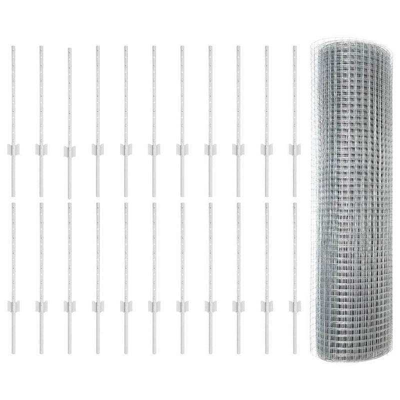 vidaXL Kerítés oszlopokkal Ezüst 0.6 x 50 m Acél