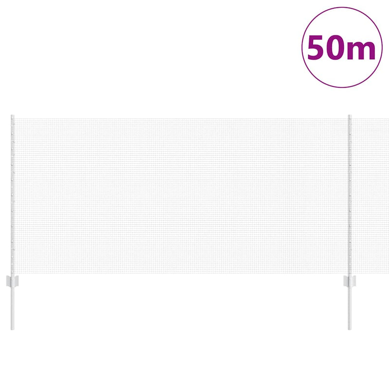 vidaXL Kerítés oszlopokkal Ezüst 1 x 50 m Acél