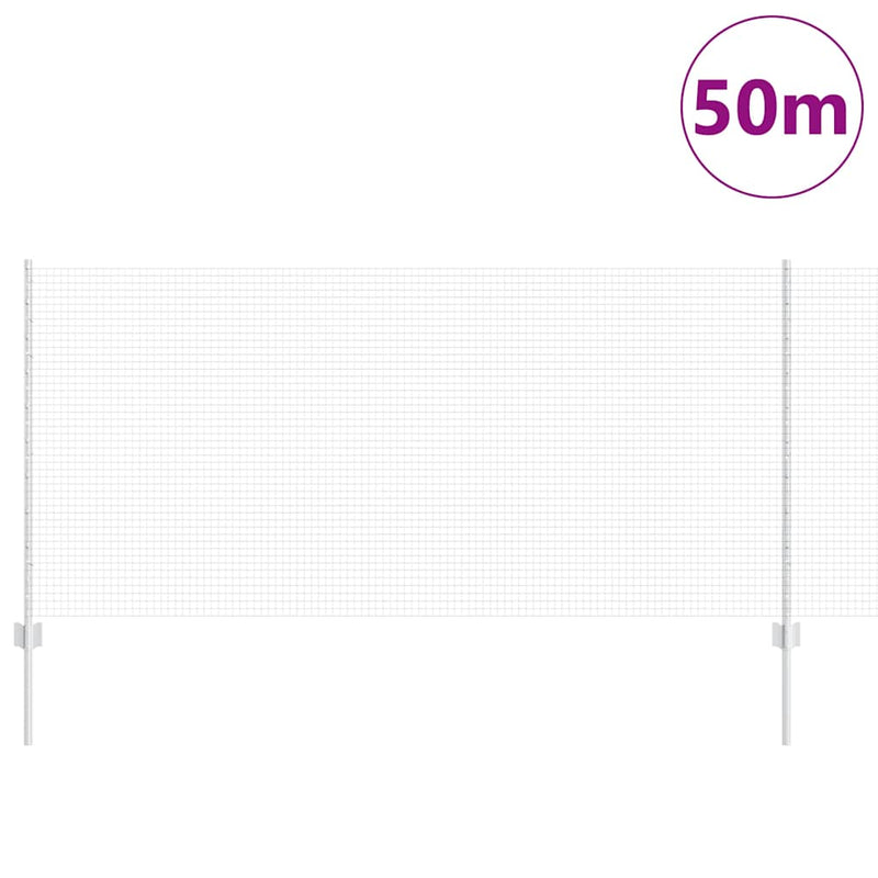 vidaXL Kerítés oszlopokkal Ezüst 1 x 50 m Acél