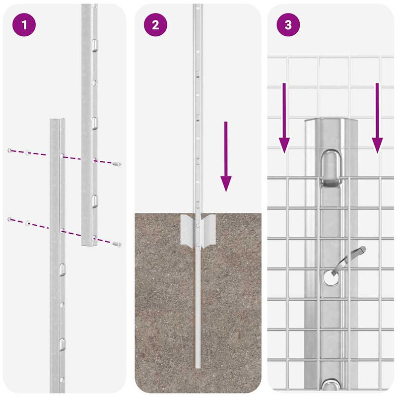 vidaXL Kerítés oszlopokkal Ezüst 1.2 x 50 m Acél