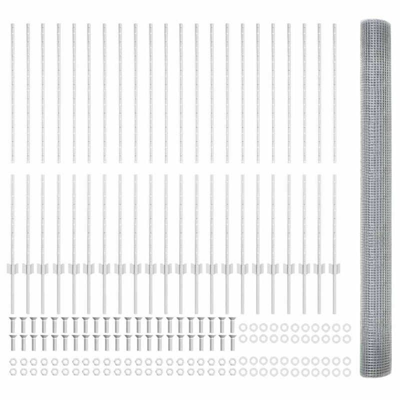 vidaXL Kerítés oszlopokkal Ezüst 1.4 x 50 m Acél