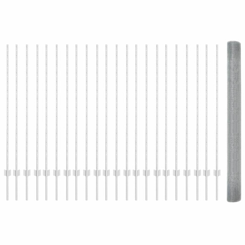 vidaXL Kerítés oszlopokkal Ezüst 1.4 x 50 m Acél