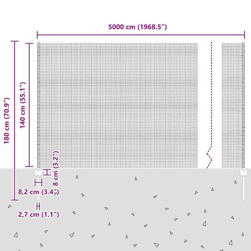 vidaXL Kerítés oszlopokkal Ezüst 1.4 x 50 m Acél