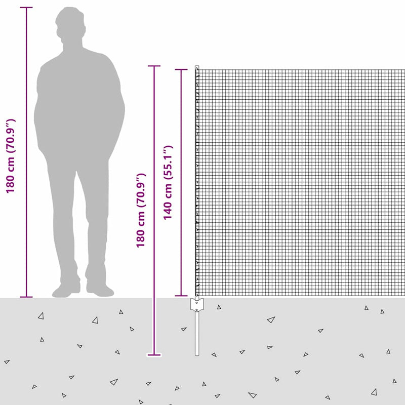 vidaXL Kerítés oszlopokkal Ezüst 1.4 x 50 m Acél