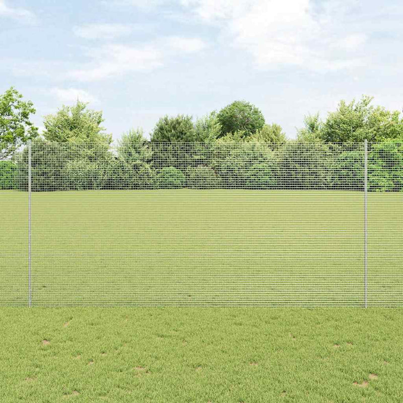 vidaXL Kerítés oszlopokkal Ezüst 1.5 x 50 m Acél