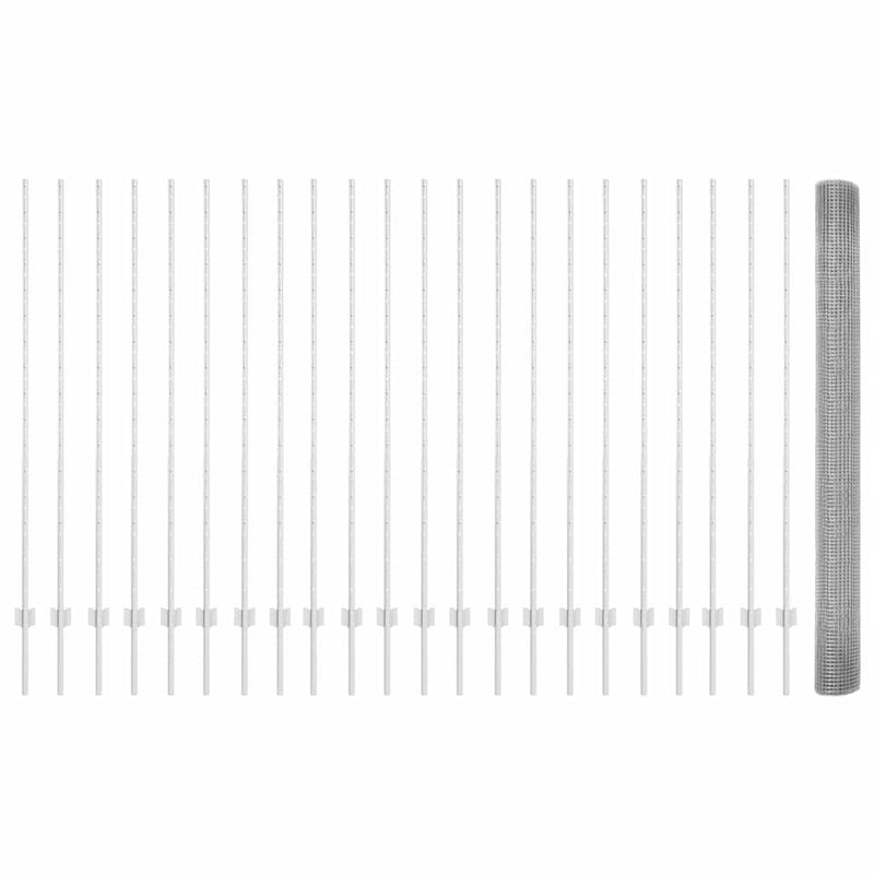 vidaXL Kerítés oszlopokkal Ezüst 1.5 x 50 m Acél