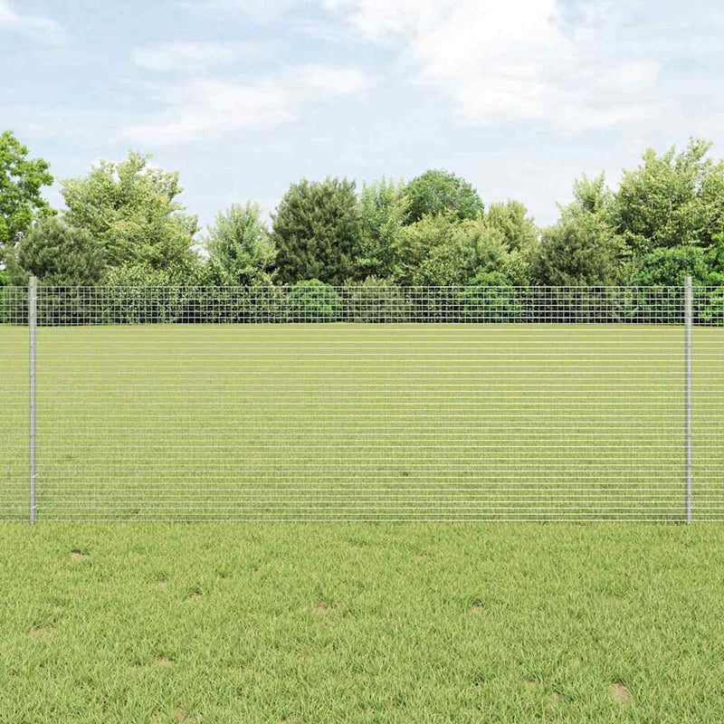 vidaXL Kerítés oszlopokkal Ezüst 0.8 x 100 m Acél