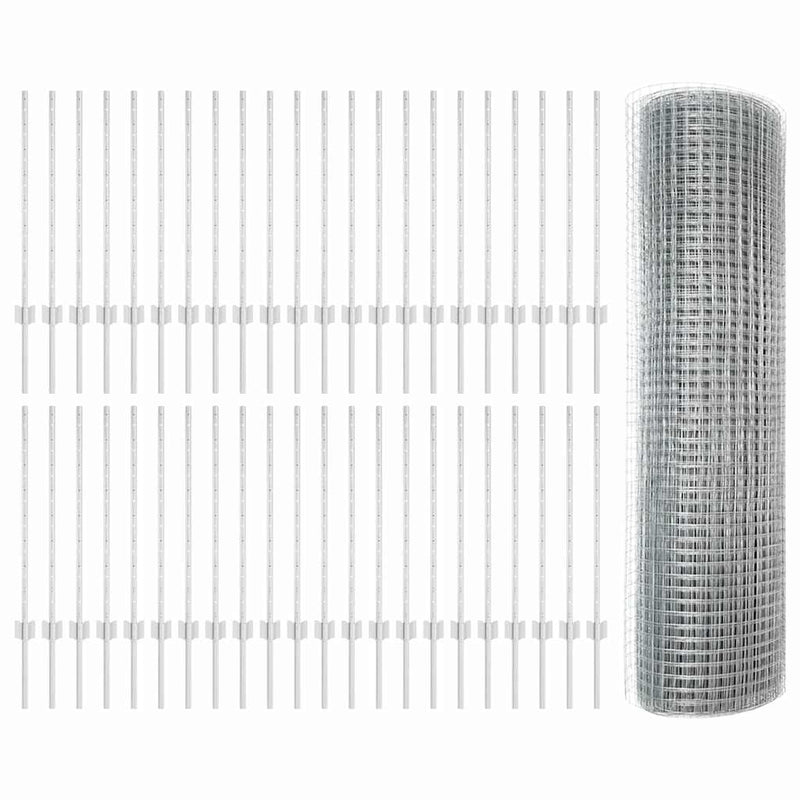 vidaXL Kerítés oszlopokkal Ezüst 0.8 x 100 m Acél