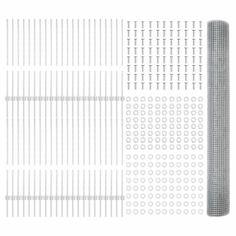 vidaXL Kerítés oszlopokkal Ezüst 1 x 100 m Acél
