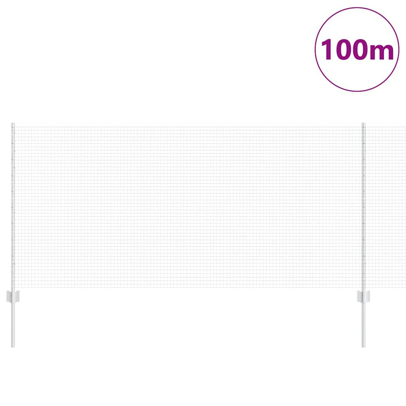 vidaXL Kerítés oszlopokkal Ezüst 1 x 100 m Acél
