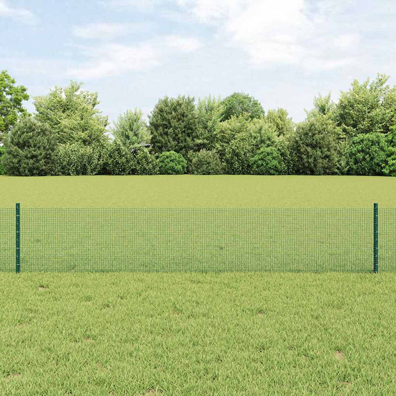 vidaXL Kerítés oszlopokkal Zöld 0,4 x 10 m Acél