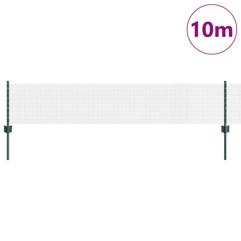 vidaXL Kerítés oszlopokkal Zöld 0,4 x 10 m Acél
