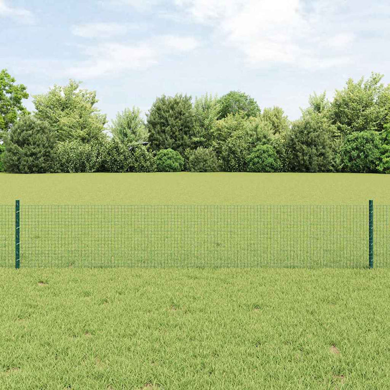 vidaXL Kerítés oszlopokkal Zöld 0,4 x 10 m Acél
