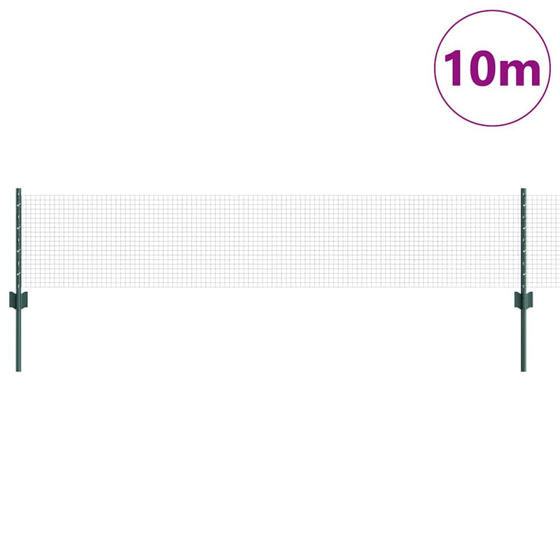 vidaXL Kerítés oszlopokkal Zöld 0,4 x 10 m Acél