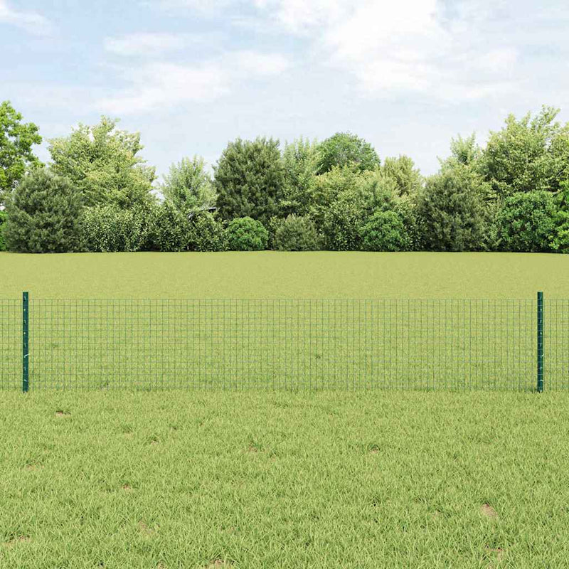 vidaXL Kerítés oszlopokkal Zöld 0,4 x 10 m Acél
